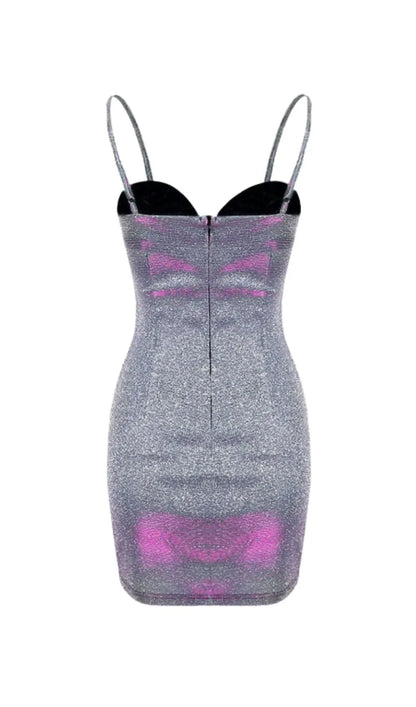 Dazzling Bodycon Sweetheart Spaghetti Strap Glitter Silver Mini Homecoming Party Dress