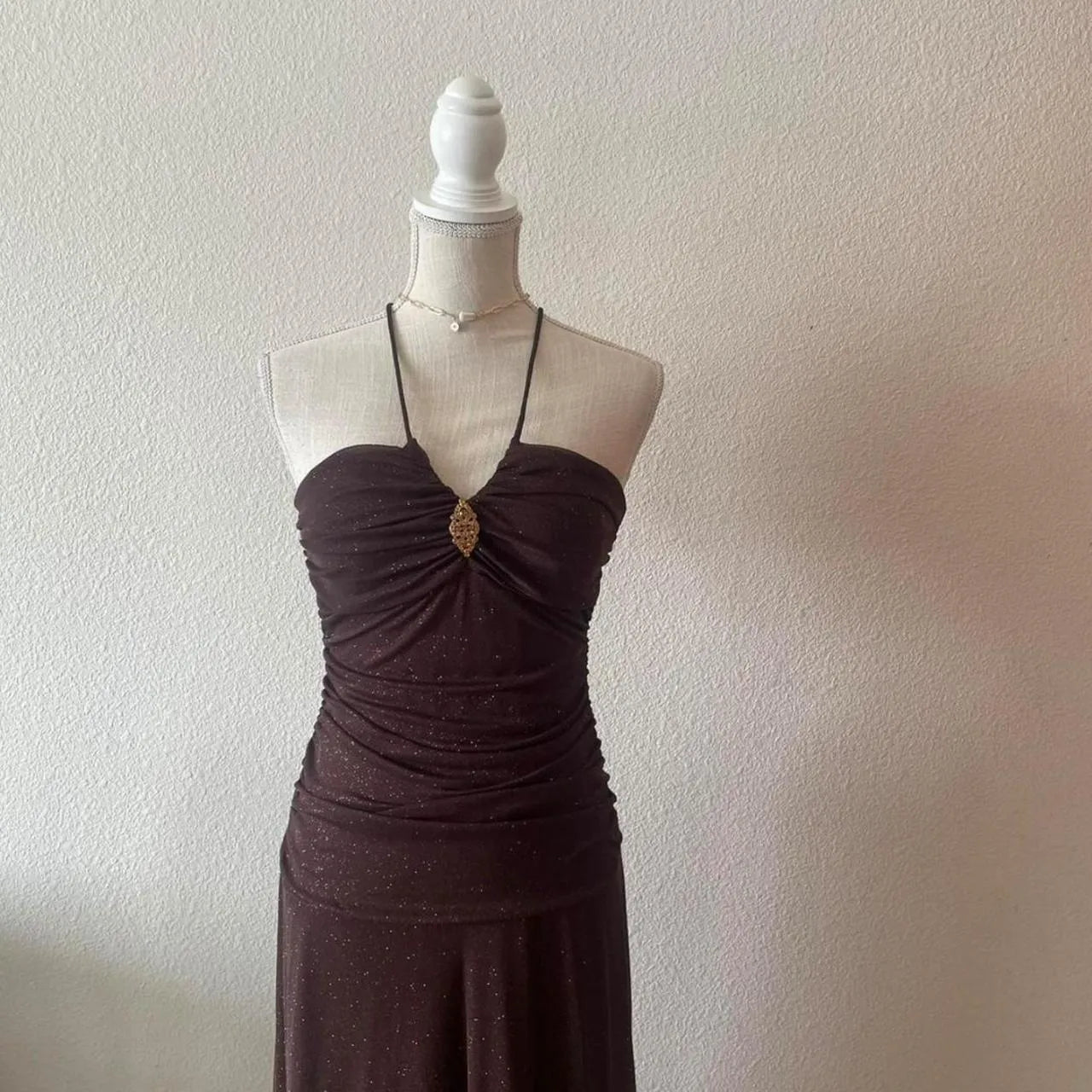 Shiny Mermaid Strapless Sleeveless Pleated Chiffon Floor-Length Prom Dress