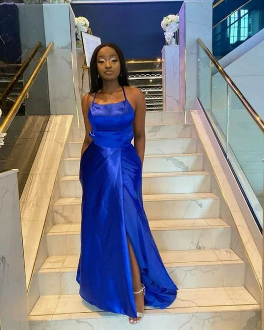 Simple A-Line Halter Neck Sleeveless Backless Floor-Length Prom Dress