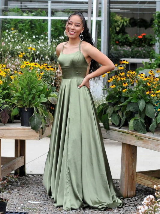 Simple A-Line Halter Neck Sleeveless Backless Sweep/Brush Train Prom Dress