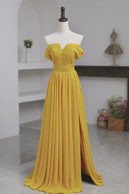 Simple A-Line Off the Shoulder Sleeveless Lace Up Sweep/Brush Train Prom Dress