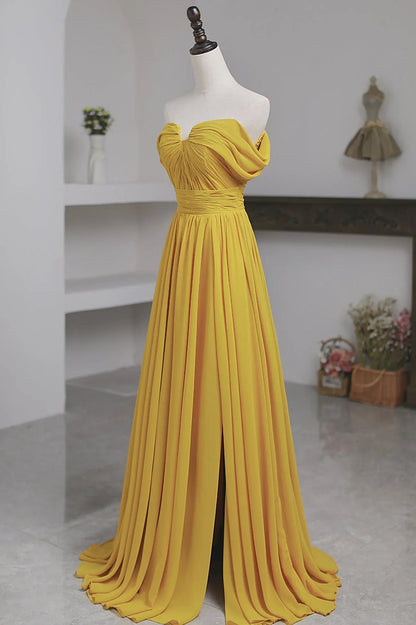 Simple A-Line Off the Shoulder Sleeveless Lace Up Sweep/Brush Train Prom Dress
