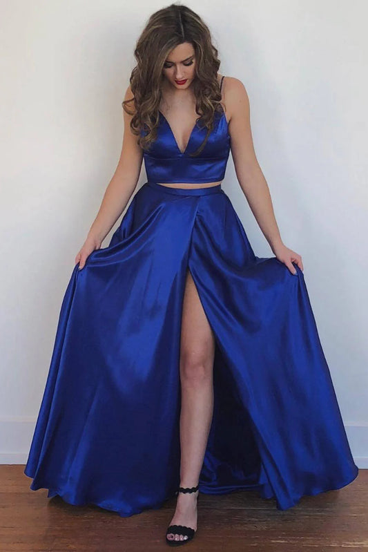Simple A-Line Spaghetti Strap Sleeveless Lace Up Floor Length Prom Dress