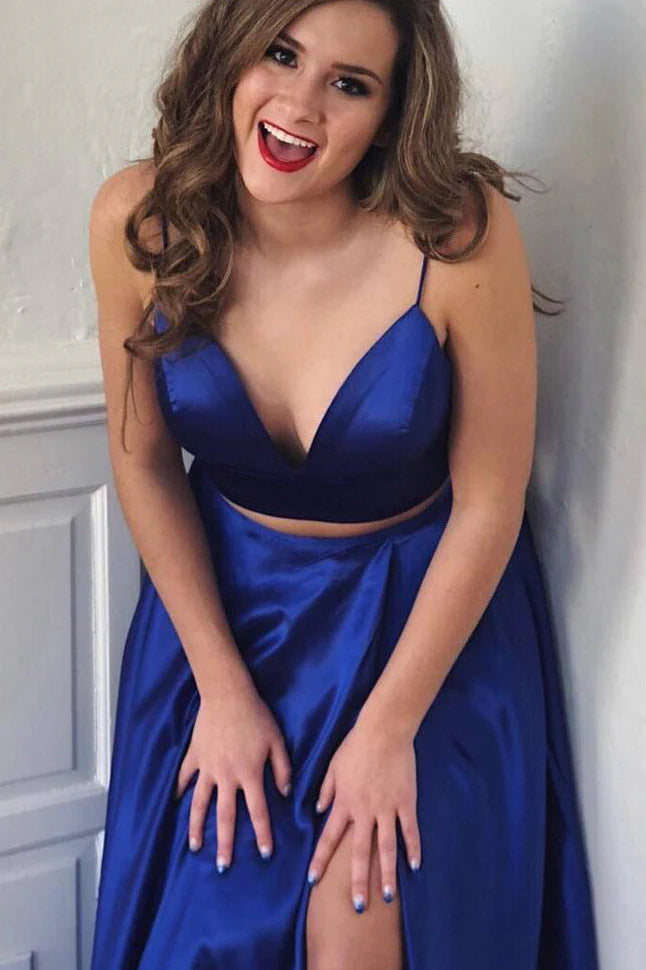 Simple A-Line Spaghetti Strap Sleeveless Lace Up Floor Length Prom Dress