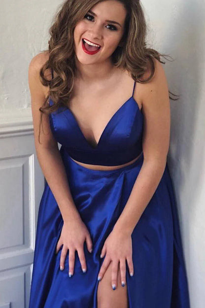 Simple A-Line Spaghetti Strap Sleeveless Lace Up Floor Length Prom Dress