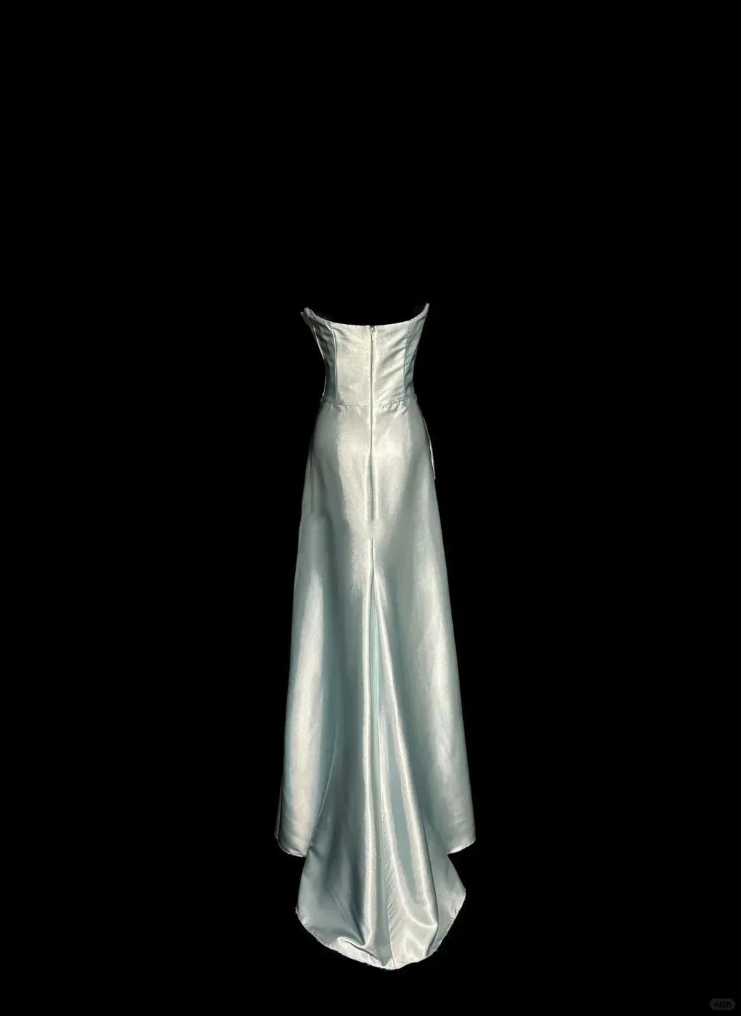 Simple A-Line Strapless Sleeveless Backless Satin Floor-Length Prom Dress