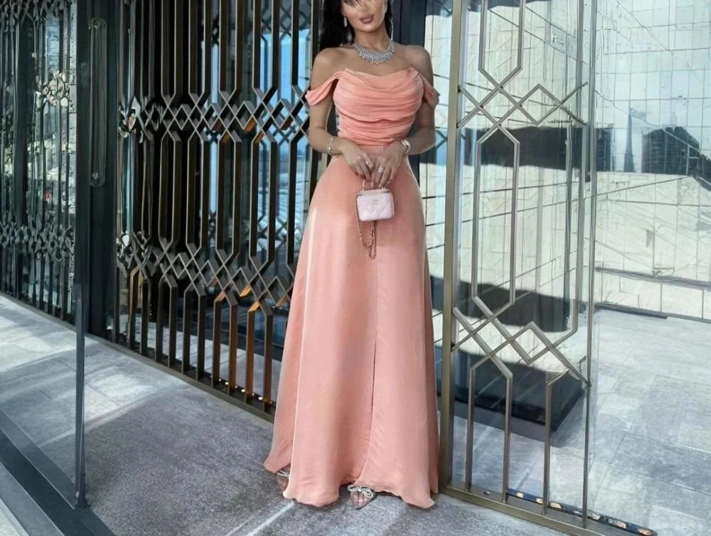 Simple A-Line Strapless Sleeveless Satin Pleated Floor-Length Prom Dress