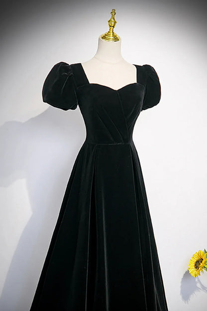 Simple A-Line Sweetheart Short Sleeve Lace Up Sweep/Brush Train Prom Dress