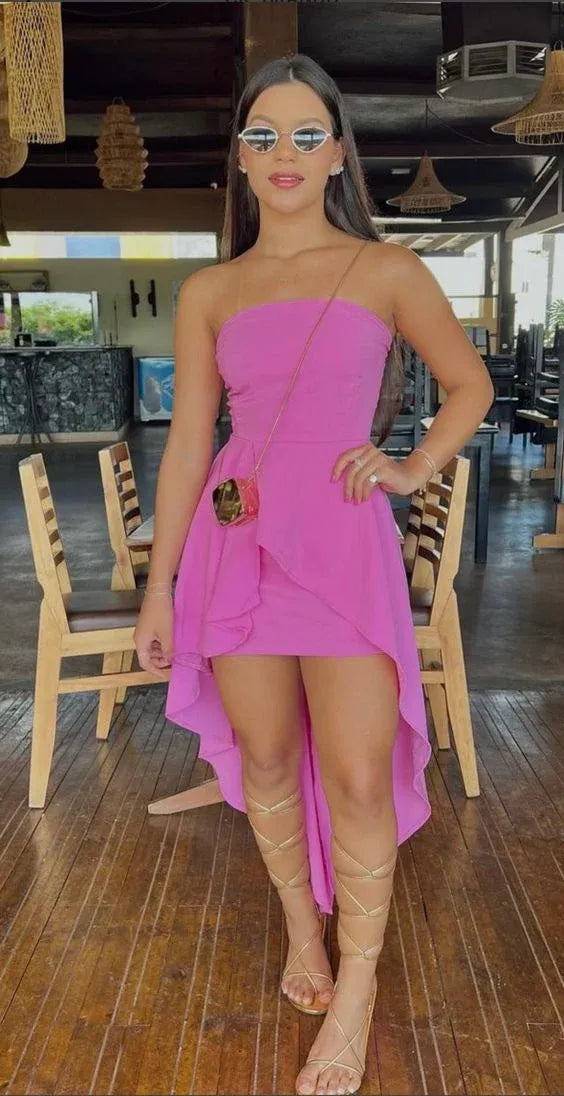 Simple A-Line Sweetheart Sleeveless Pleated Chiffon Short-Mini Homecoming Dress