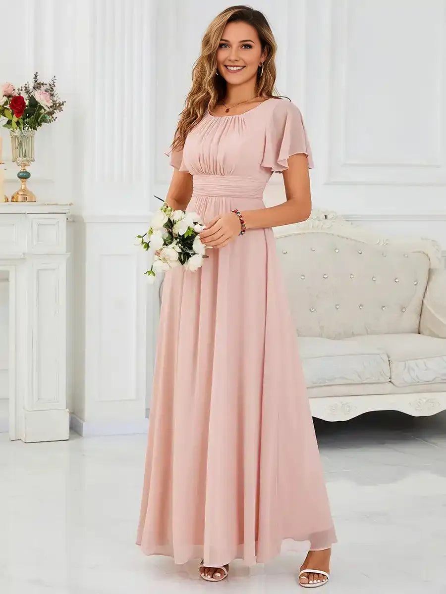 Simple Chiffon Pleated A-Line Bridesmaid Dress