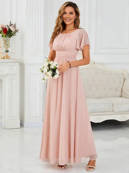 Simple Chiffon Pleated A-Line Bridesmaid Dress