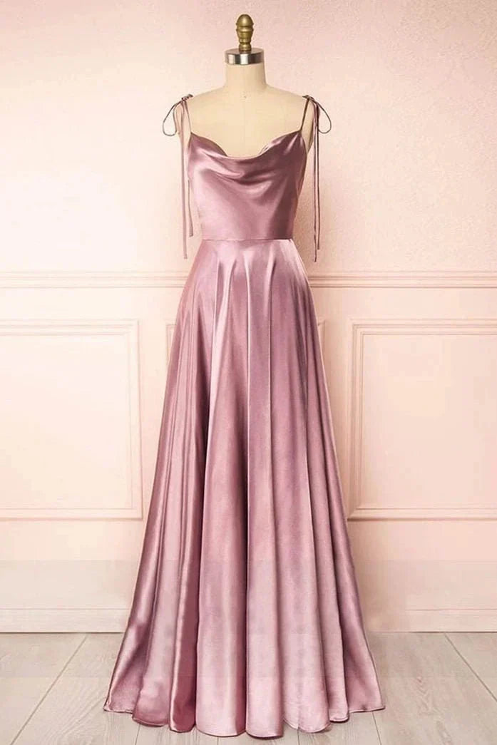 Simple Elegant A-Line Boat Neck Sleeveless Back Zip Floor-Length prom dress for women