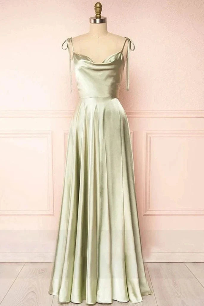 Simple Elegant A-Line Boat Neck Sleeveless Back Zip Floor-Length prom dress for women