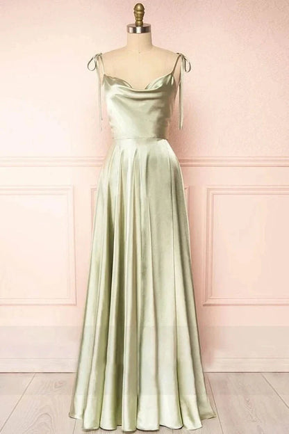 Simple Elegant A-Line Boat Neck Sleeveless Back Zip Floor-Length prom dress for women