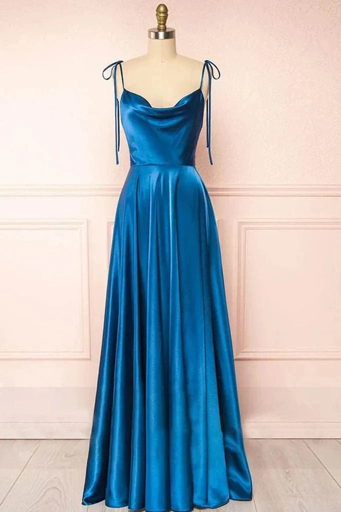 Simple Elegant A-Line Boat Neck Sleeveless Back Zip Floor-Length prom dress for women