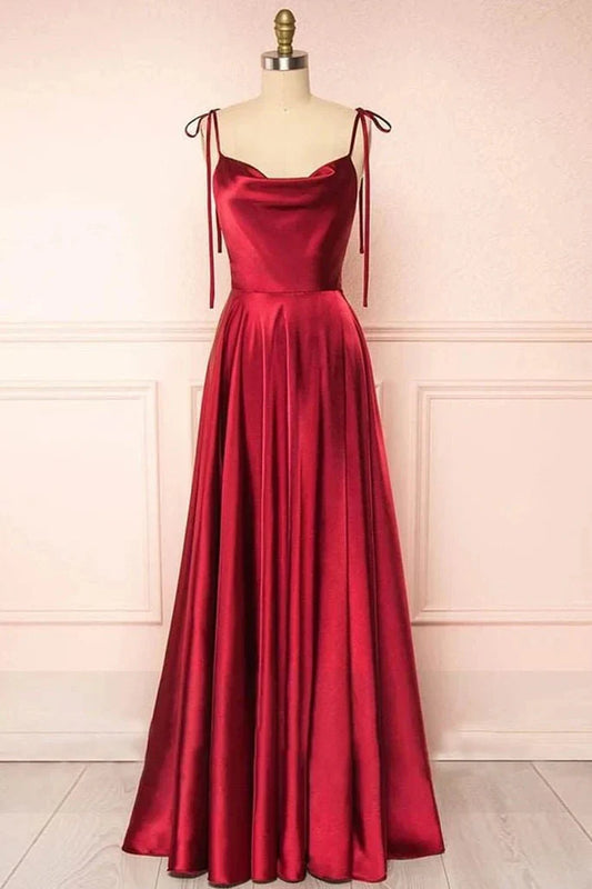 Simple Elegant A-Line Boat Neck Sleeveless Back Zip Floor-Length prom dress for women