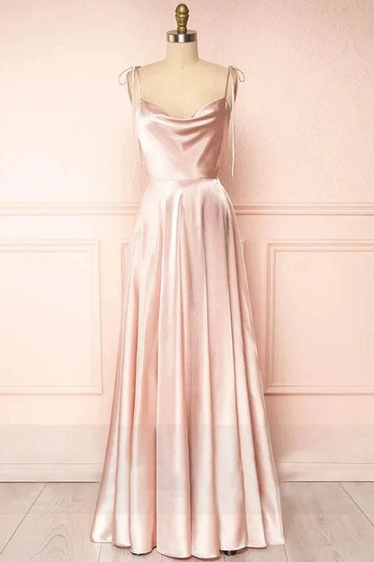 Simple Elegant A-Line Boat Neck Sleeveless Back Zip Floor-Length prom dress for women