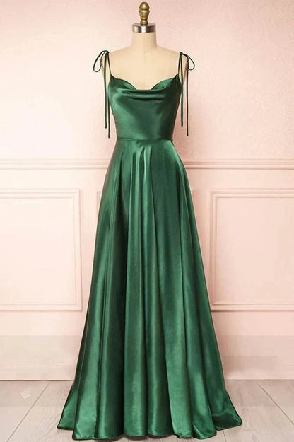 Simple Elegant A-Line Boat Neck Sleeveless Back Zip Floor-Length prom dress for women