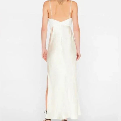 Simple Mermaid Spaghetti Straps Sleeveless Pleated Satin Floor-Length Prom Dress