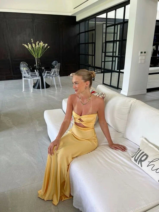 Simple Mermaid/Trumpet Sweetheart Sleeveless Satin Floor-Length Prom Dress
