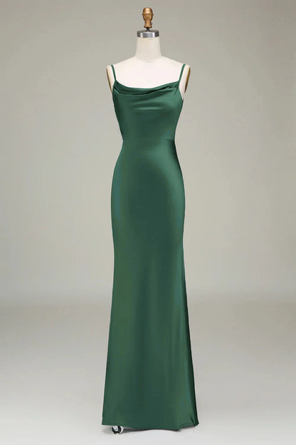 Simple Sexy SheathColumn Boat Neck Sleeveless Backless Floor-Length Bridesmaid Dress for women