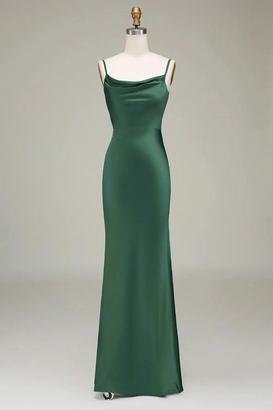 Simple Sexy SheathColumn Boat Neck Sleeveless Backless Floor-Length Bridesmaid Dress for women