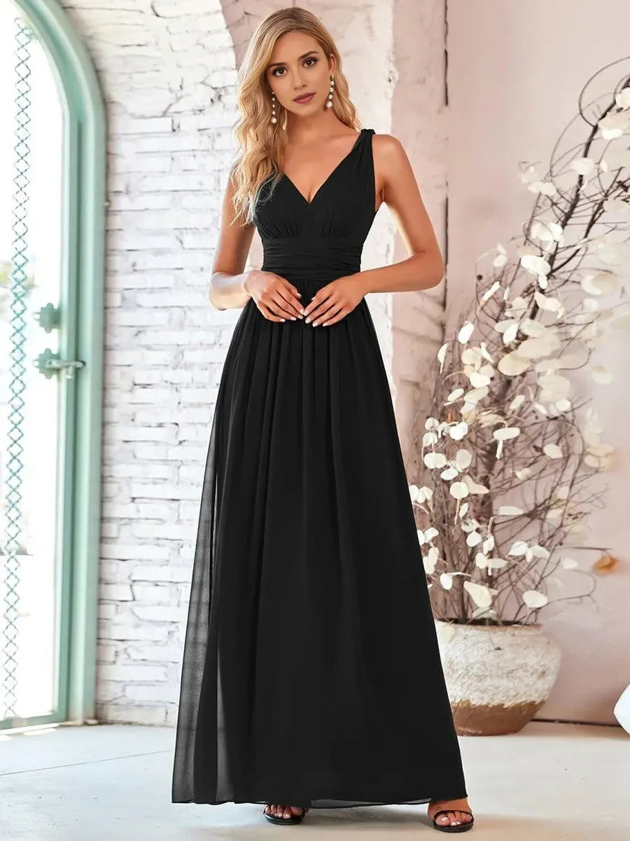 Simple Sexy Sheath/Column V Neck Sleeveless Back Zip Floor-Length Mother of the Bride Dress for women