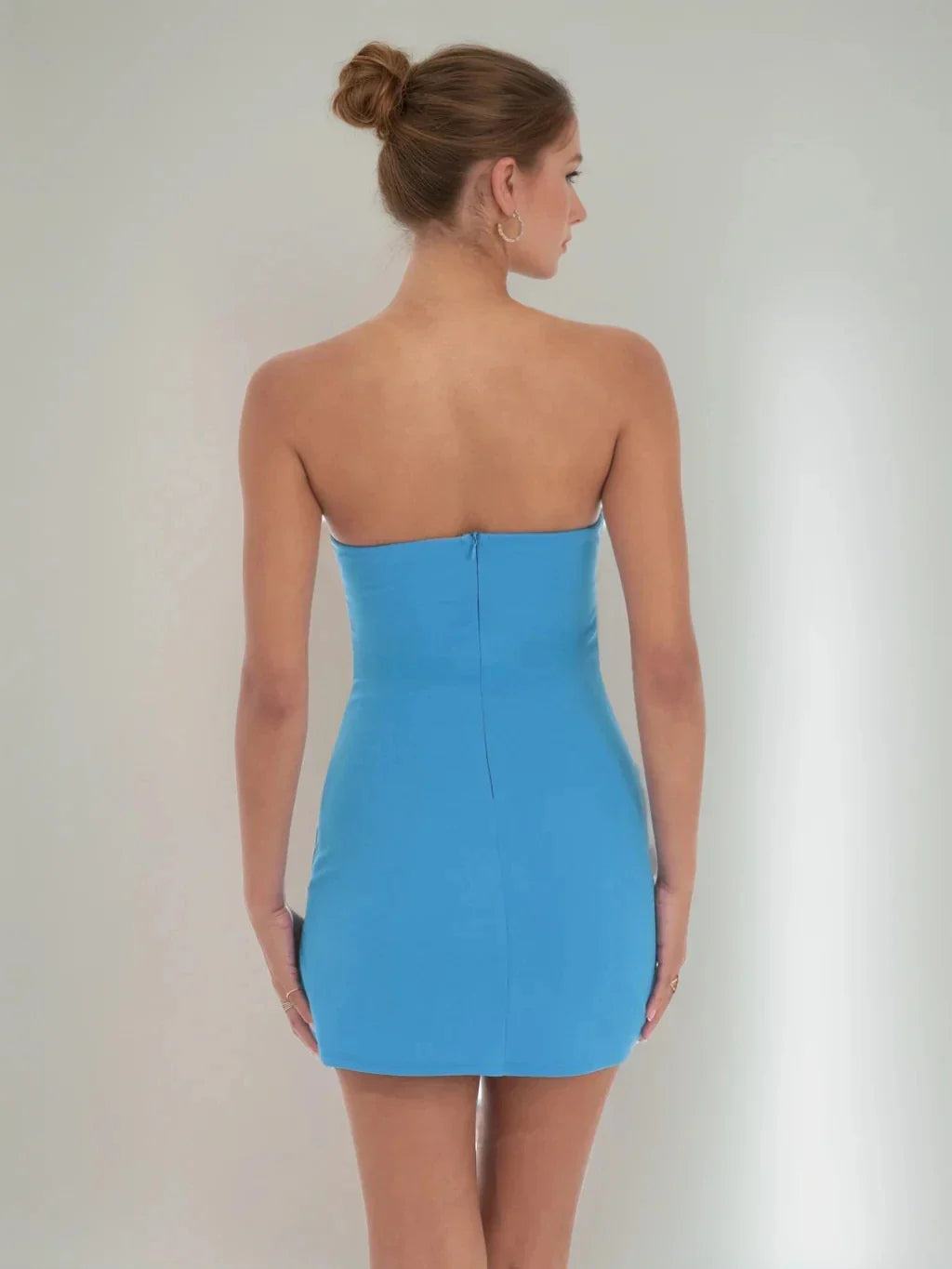 Simple SheathColumn Straight Sleeveless Back Zip Short-Mini Side Slit Homecoming Dress for ladies