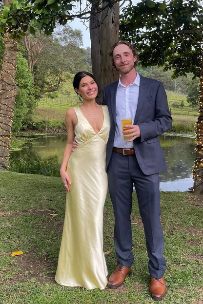 Simple Sheath Cowl Neck Sleeveless Ruched Satin Floor-Length Prom Dress