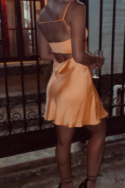 Simple Sheath Square Neck Sleeveless Backless Short-Mini Homecoming Dress