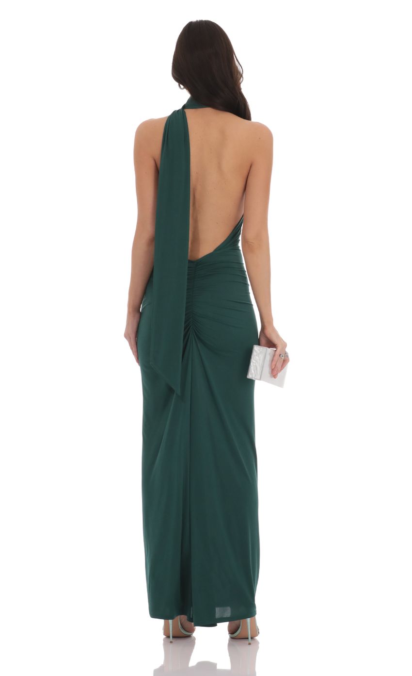 Sleek Sheath Halter-Neck Cut-Out-Back Jersey Floor-Length Prom Dresses