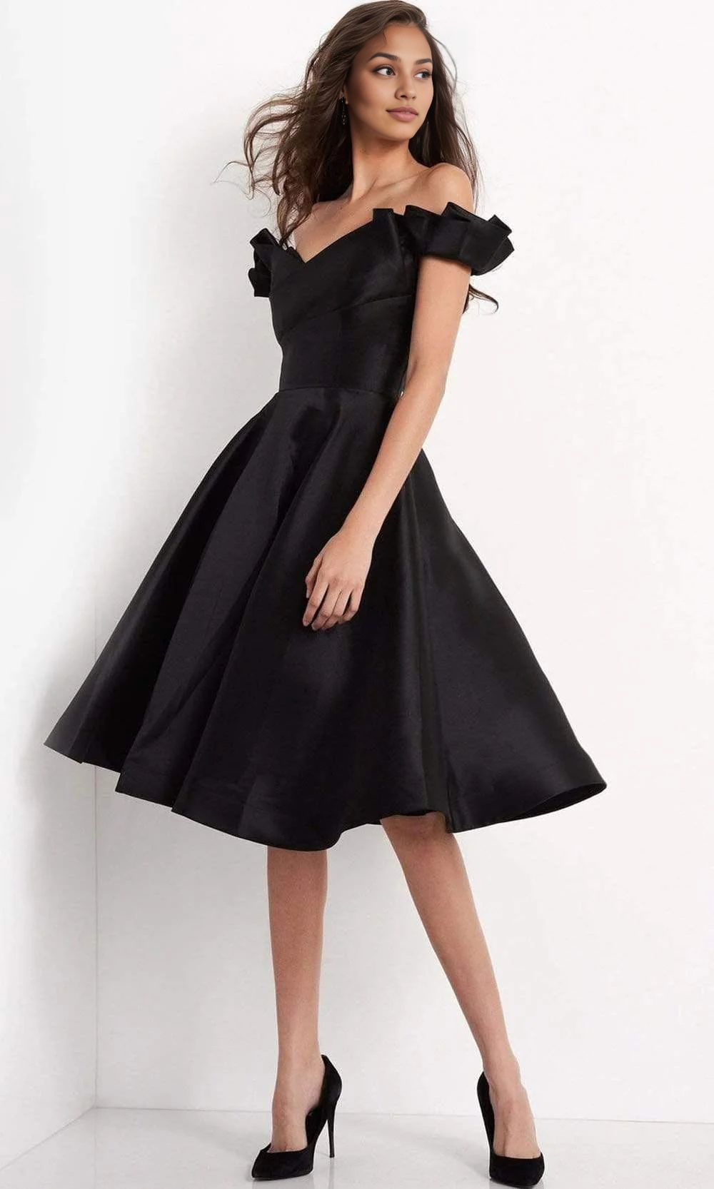 Quyihu Prom Shop Dresses Ruffled Off-Shoulder Sleeve A-Line Cocktail Prom Dresses Formal Women's Dresses