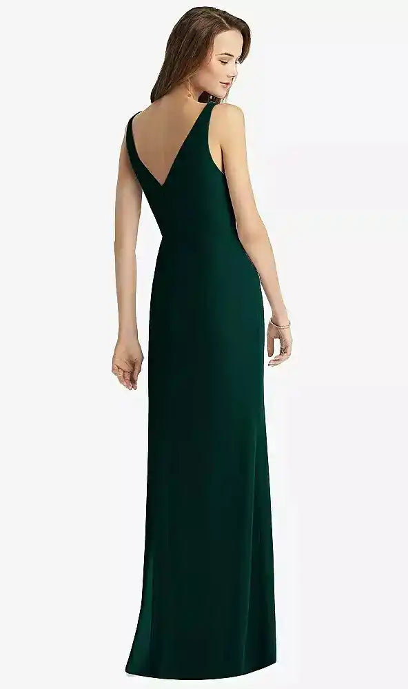 Sleeveless V-Back Long Trumpet Gown in Evergreen