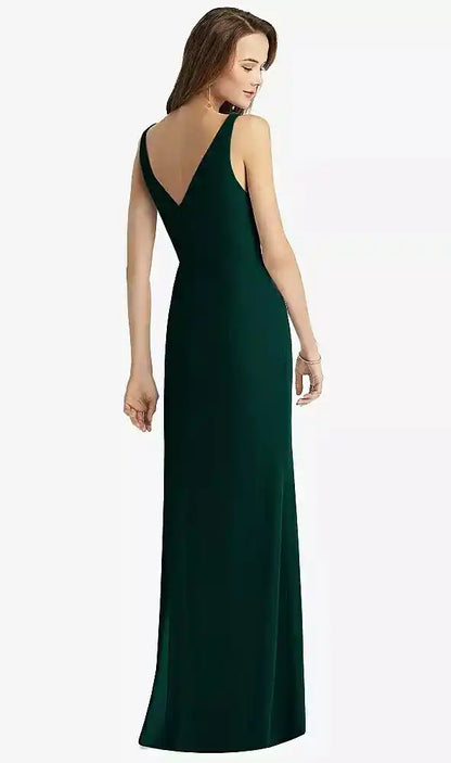 Sleeveless V-Back Long Trumpet Gown in Evergreen