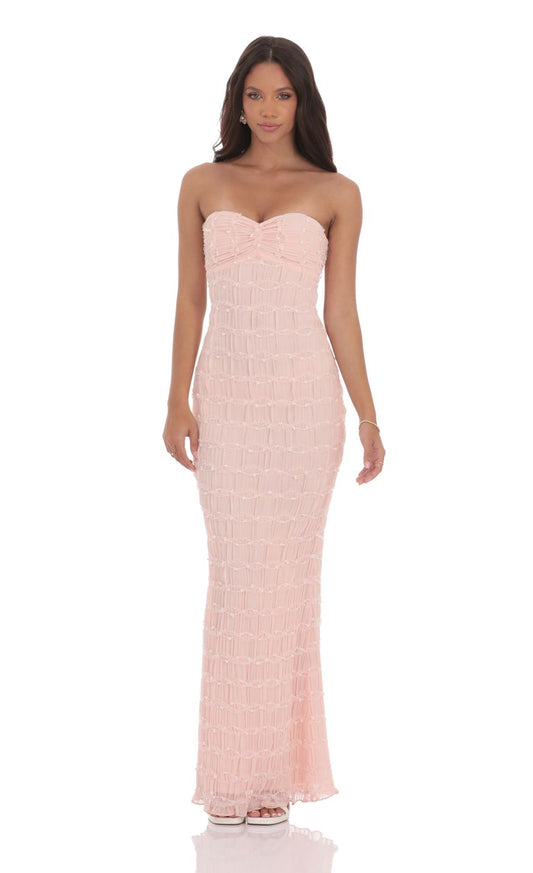 Soft Sheath Strapless Sleeveless Cut-Out-Back Blush Ruched-Fabric Floor-Length Prom Dresses