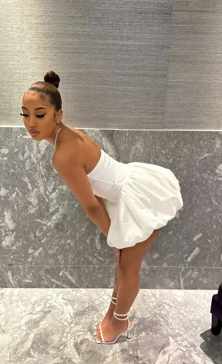 Solid Color A-Line Strapless Sleeveless Backless Short-Mini Homecoming Dress