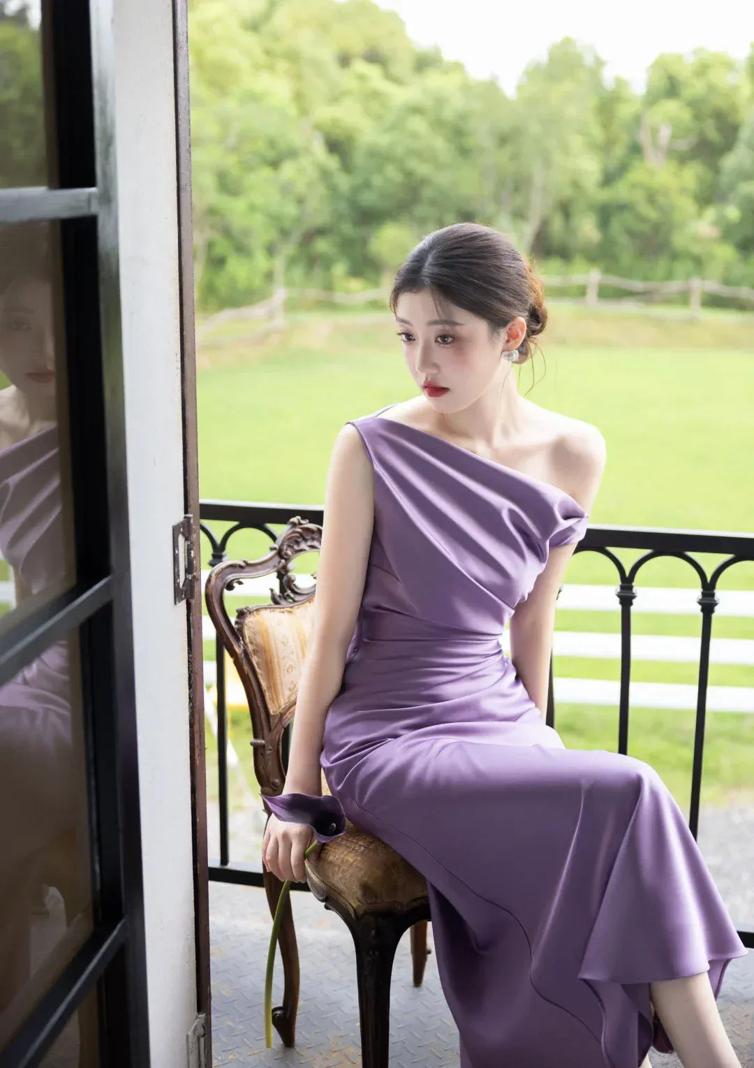 Sophisticated Mermaid One-Shoulder Sleeveless Ruched Lavender Maxi Prom Dress for Women Custom