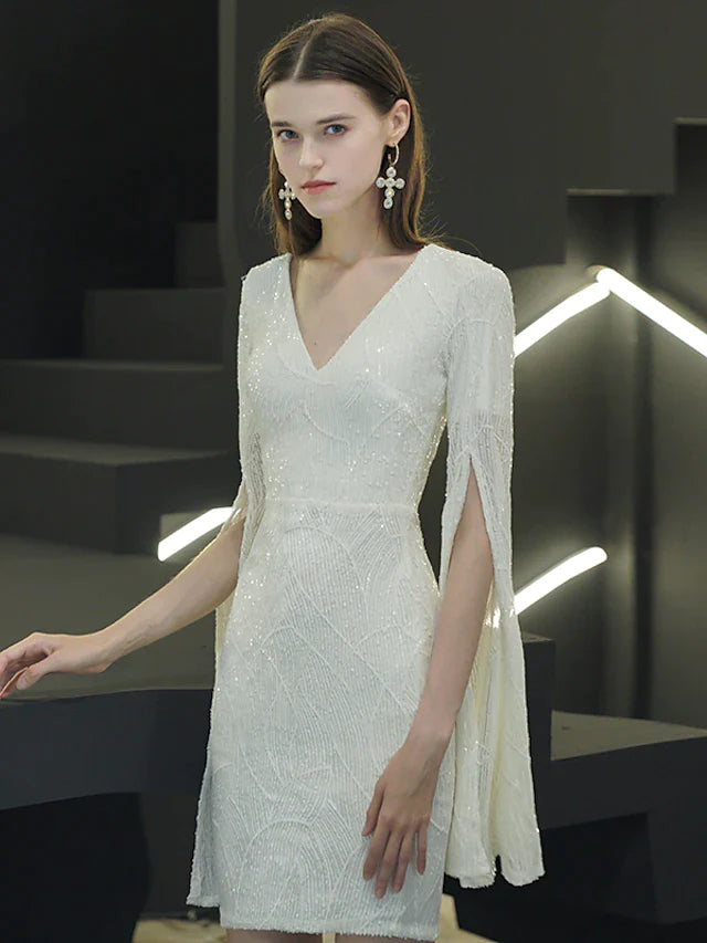Back view of the sparkling sequined mini dress.