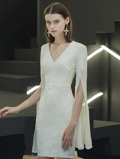 Back view of the sparkling sequined mini dress.