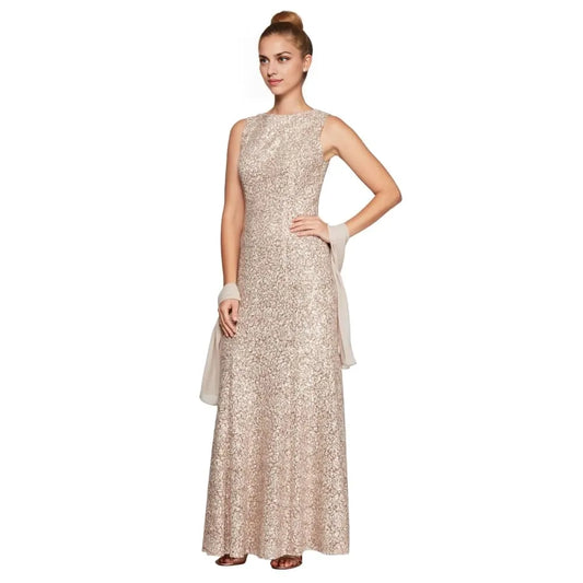 Sparkling Sheath Crew Neck Sleeveless Zipper - Back Floor - Length Evening Dresses