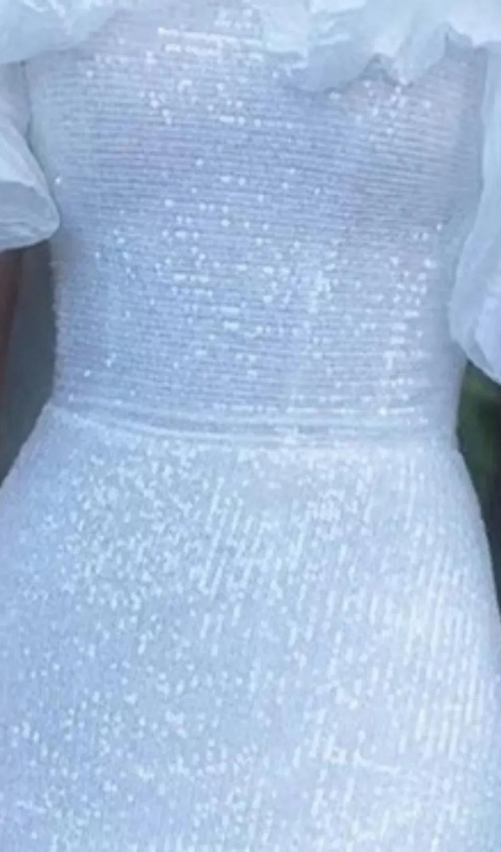 Sparkling Mermaid Off-Shoulder Ruffled Sequin White Floor Length Prom Dress Hot Sale