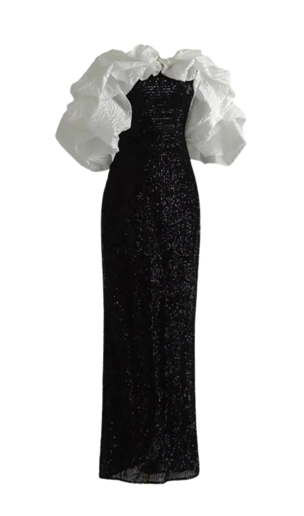 Sparkling Mermaid Off-Shoulder Ruffled Sequin White Floor Length Prom Dress Hot Sale