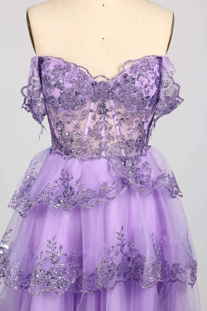 Sparkling Sequin Short Homecoming Dress Lilac Tulle