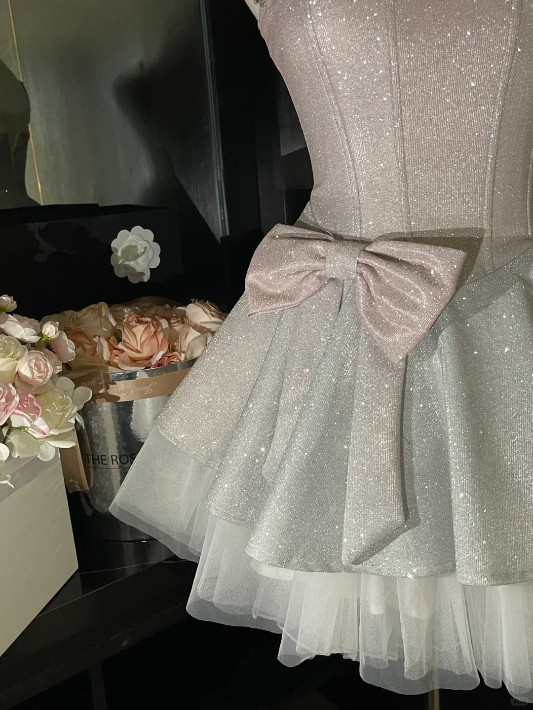 Sparkling A-Line Sweetheart Sequin Bodice Bow Blush Pink Short Homecoming Dresses