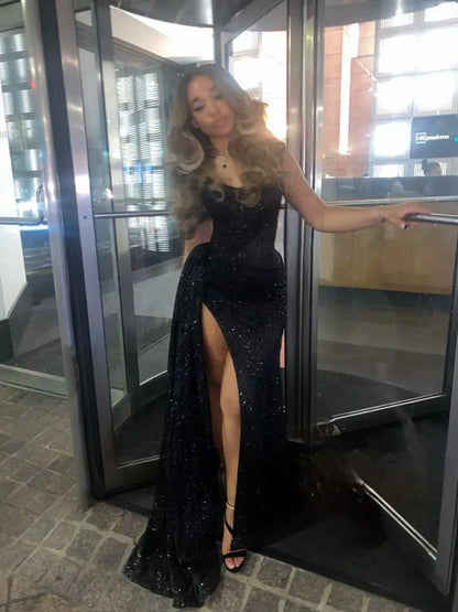 Sparkly Mermaid Off the Shoulder Sleeveless Lace Up Floor-Length Prom Dress