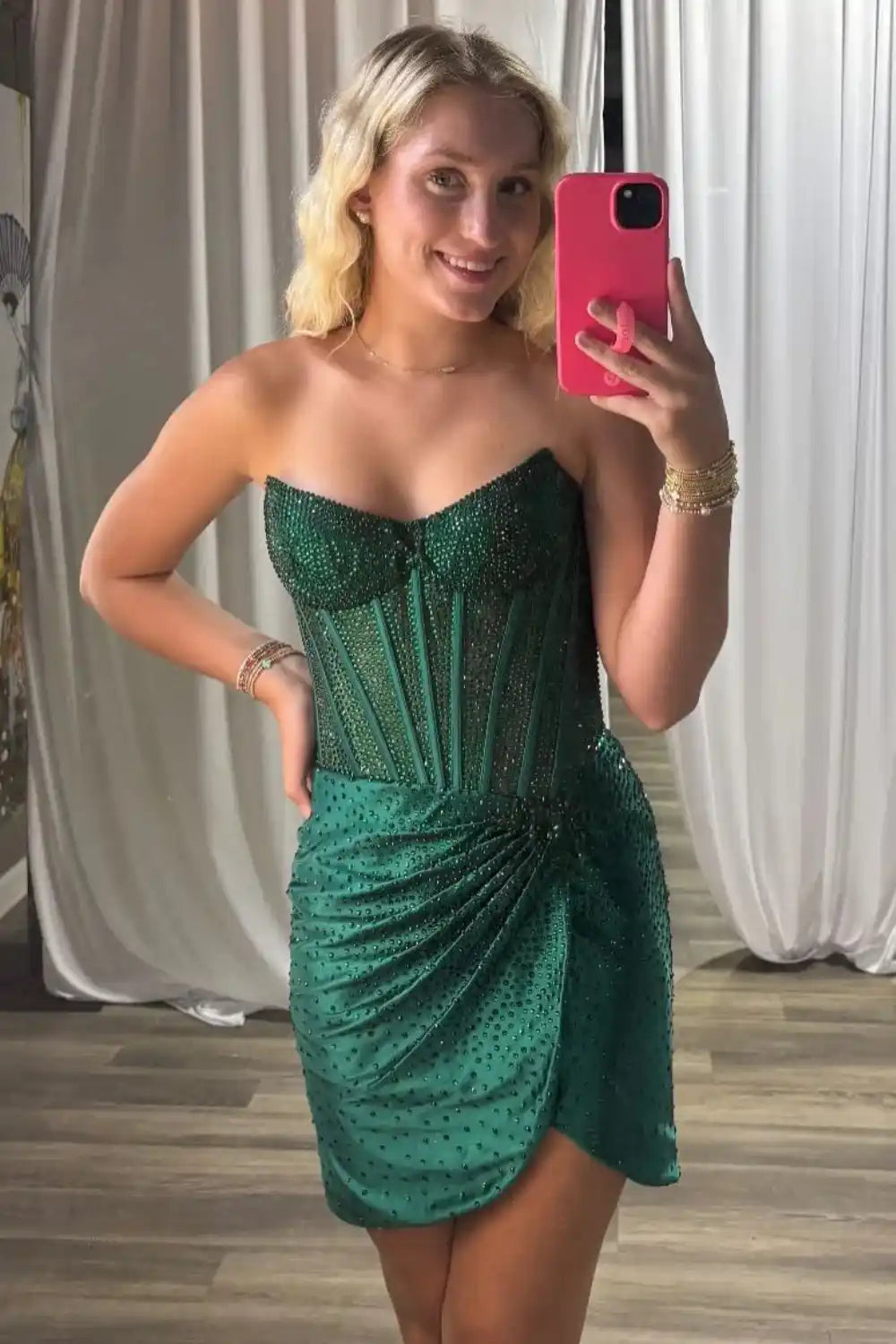 Strapless Corset Beaded Homecoming Dress