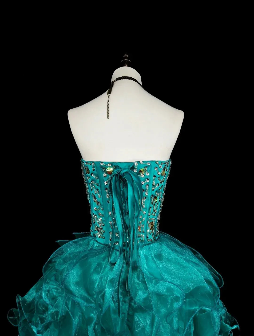 Stunning High-Low Mermaid Strapless Sleeveless Lace-Up Back Turquoise Prom Evening Dress
