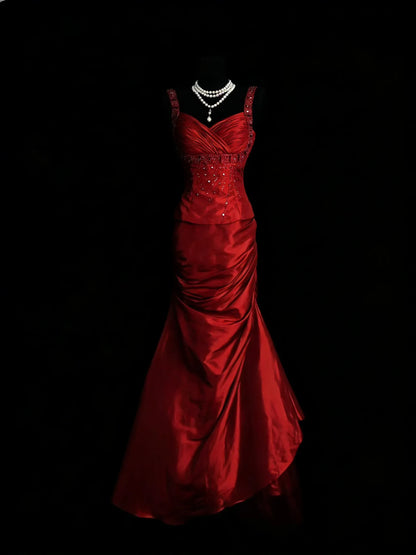 Stunning Mermaid Sweetheart Spaghetti Strap Zipper Back Floor-Length Evening Gown