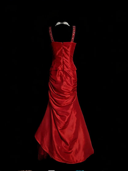 Stunning Mermaid Sweetheart Spaghetti Strap Zipper Back Floor-Length Evening Gown