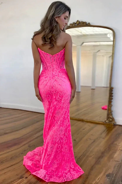 Stunning Mermaid/Trumpet Off the Shoulder Sleeveless Slit Sweep/Brush Train Prom Dress